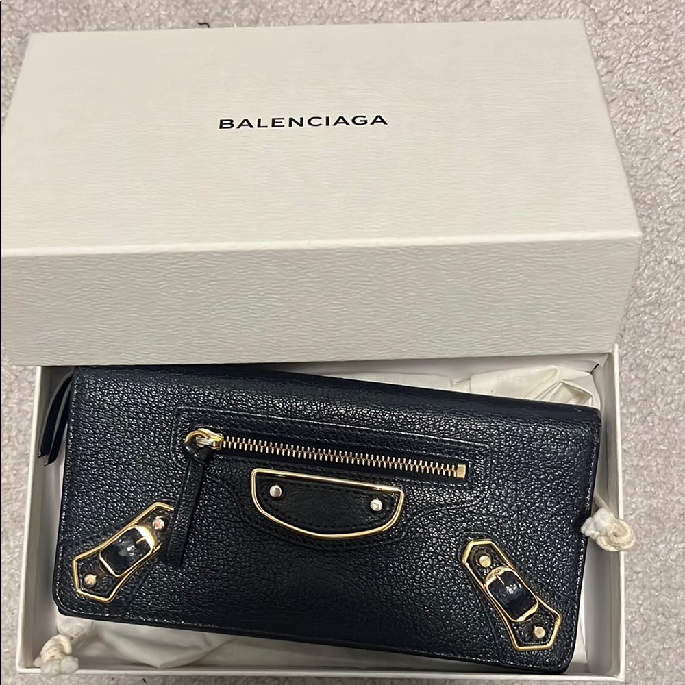 Balenciaga Navy Leather Wallet